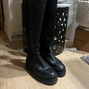 Clarks Black leather lugg sole Women's Combat riding Boots